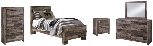 Derekson Panel Bed With Mirrored Dresser, Chest And Nightstand