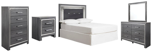 Lodanna Upholstered Panel Headboard Bed With Mirrored Dresser, Chest And Nightstand