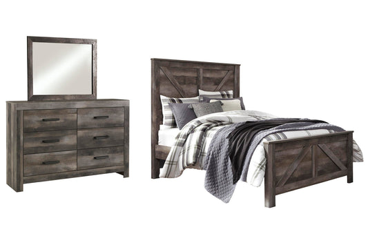 Wynnlow Crossbuck Panel Bed With Mirrored Dresser