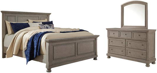 Lettner Panel Bed With Mirrored Dresser