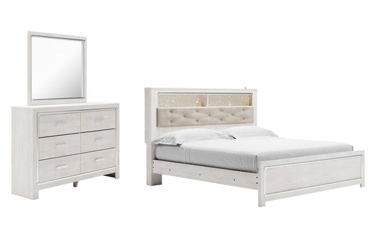 Altyra Panel Bookcase Bed With Mirrored Dresser
