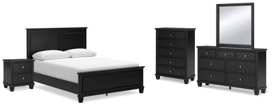 Lanolee Panel Bed With Mirrored Dresser, Chest And Nightstand