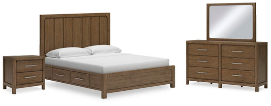 Cabalynn Panel Bed With Storage With Mirrored Dresser And Nightstand