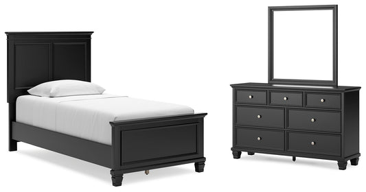 Lanolee Panel Bed With Mirrored Dresser