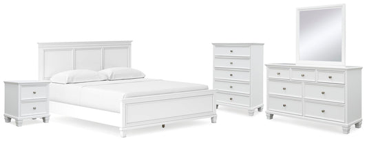 Fortman California Panel Bed With Mirrored Dresser, Chest And Nightstand