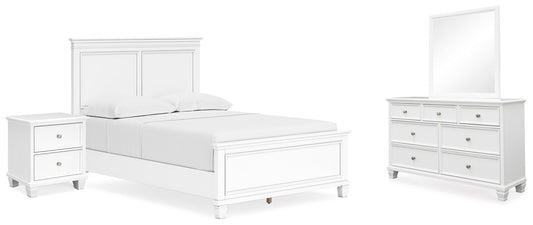 Fortman Panel Bed With Mirrored Dresser And Nightstand