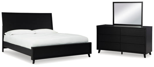 Danziar Panel Bed With Mirrored Dresser