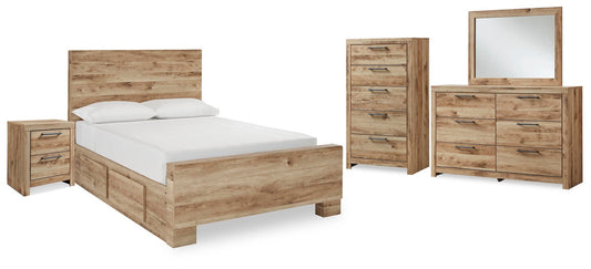 Hyanna Panel Bed With 1 Side Storage, Dresser, Mirror, Chest And Nightstand