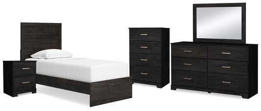 Belachime Panel Bed With Mirrored Dresser, Chest And Nightstand