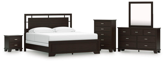 Covetown California Panel Bed, Dresser, Mirror, Chest And Nightstand