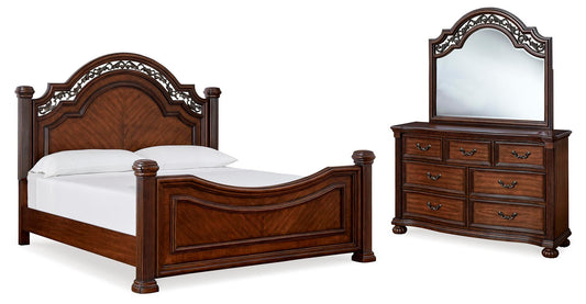 Lavinton California Poster Bed With Mirrored Dresser