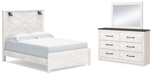 Gerridan Panel Bed With Mirrored Dresser