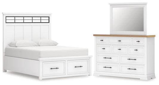 Ashbryn Panel Storage Bed, Dresser And Mirror