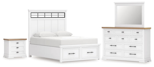 Ashbryn Panel Storage Bed, Dresser, Mirror And Nightstand