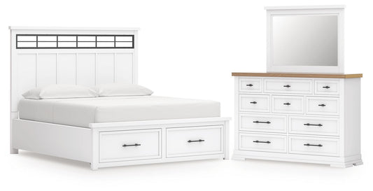 Ashbryn California Panel Storage Bed, Dresser And Mirror