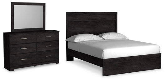 Belachime Panel Bed With Mirrored Dresser