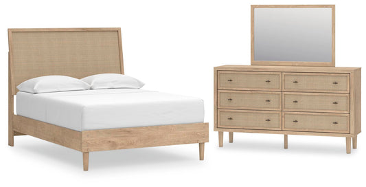 Cielden Panel Bed With Mirrored Dresser