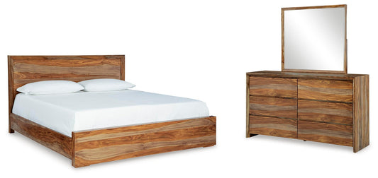 Dressonni California Panel Bed With Mirrored Dresser