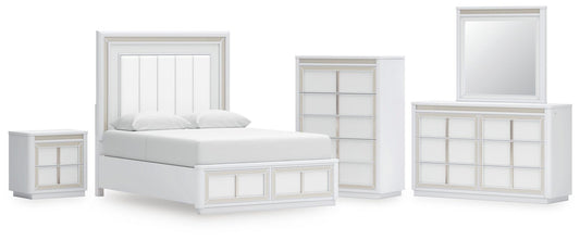 Chalanna Upholstered Storage Bed, Dresser, Mirror, Chest And Nightstand