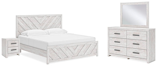Cayboni Panel Bed With Mirrored Dresser And Nightstand