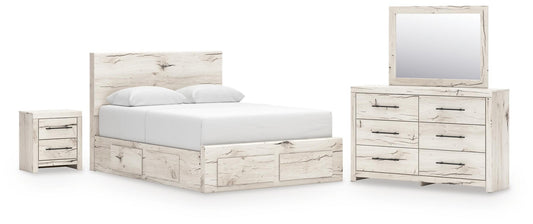 Lawroy Panel Storage Bed, Dresser, Mirror And Nightstand