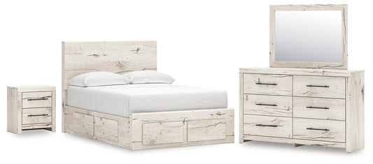 Lawroy Panel Storage Bed, Dresser, Mirror And Nightstand