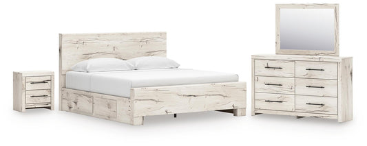 Lawroy Panel Bed With Storage, Dresser, Mirror And Nightstand