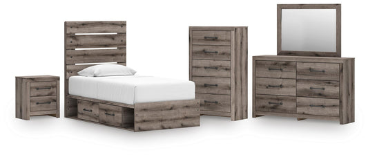 Urbanoore Panel Storage Bed, Dresser, Mirror, Chest And Nightstand