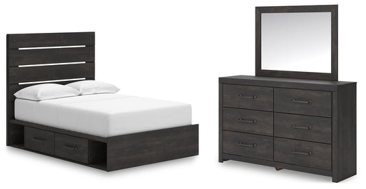 Delmorta Panel Storage Bed, Dresser And Mirror