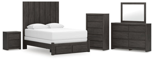 Parlayon Panel Storage Bed, Dresser, Mirror, Chest And Nightstand