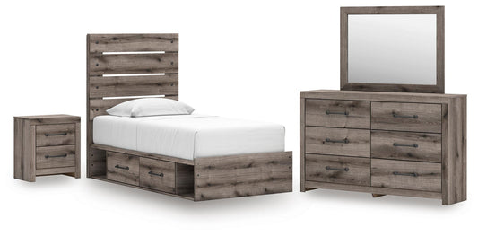 Urbanoore Panel Storage Bed, Dresser, Mirror And Nightstand