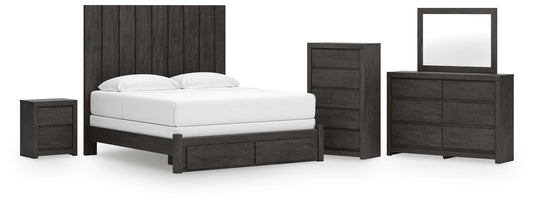 Parlayon Panel Storage Bed, Dresser, Mirror, Chest And Nightstand