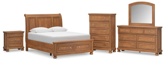 Vandenmore Storage Sleigh Bed With Mirrored Dresser, Chest And Nightstand