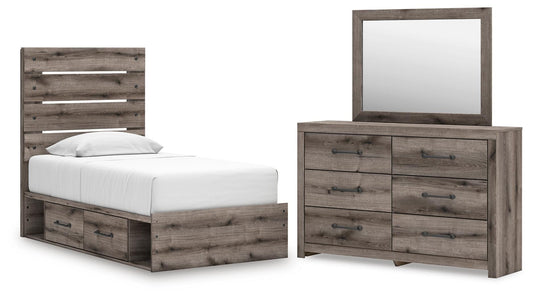 Urbanoore Panel Bed With Storage, Dresser And Mirror