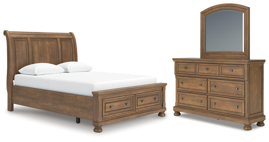 Vandenmore Storage Sleigh Bed With Mirrored Dresser