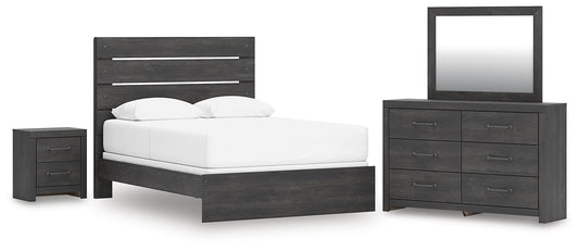 Delmorta Panel Bed, Dresser, Mirror And Nightstand
