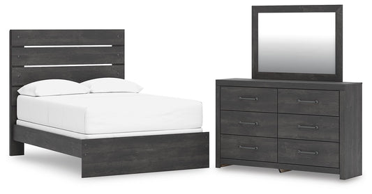 Delmorta Panel Bed, Dresser And Mirror