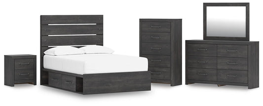 Delmorta Panel Storage Bed, Dresser, Mirror, Chest And Nightstand
