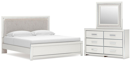 Birmonton Upholstered Panel Platform Bed, Dresser And Mirror