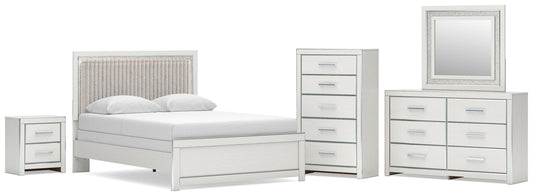 Birmonton Upholstered Panel Bed, Dresser, Mirror, Chest And Nightstand