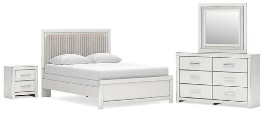 Birmonton Upholstered Panel Bed, Dresser, Mirror And Nightstand