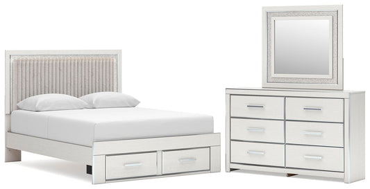 Birmonton Upholstered Panel Platform Storage Bed, Dresser And Mirror