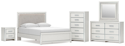 Birmonton Upholstered Panel Platform Bed, Dresser, Mirror, Chest And Nightstand