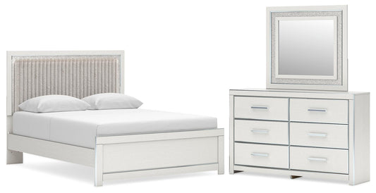 Birmonton Upholstered Panel Platform Bed, Dresser And Mirror
