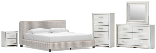 Birmonton Upholstered Bed, Dresser, Mirror, Chest And Nightstand