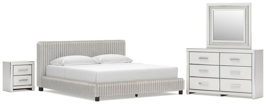 Birmonton Upholstered Bed, Dresser, Mirror And Nightstand