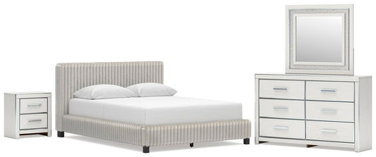 Birmonton Upholstered Bed, Dresser, Mirror And Nightstand