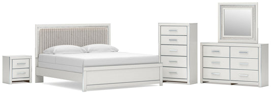 Birmonton Upholstered Panel Bed, Dresser, Mirror, Chest And Nightstand