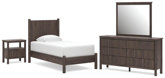 Cadmori Panel Platform Bed, Dresser, Mirror And Nightstand