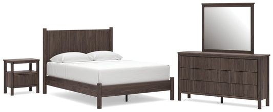 Cadmori Panel Platform Bed, Dresser, Mirror And Nightstand